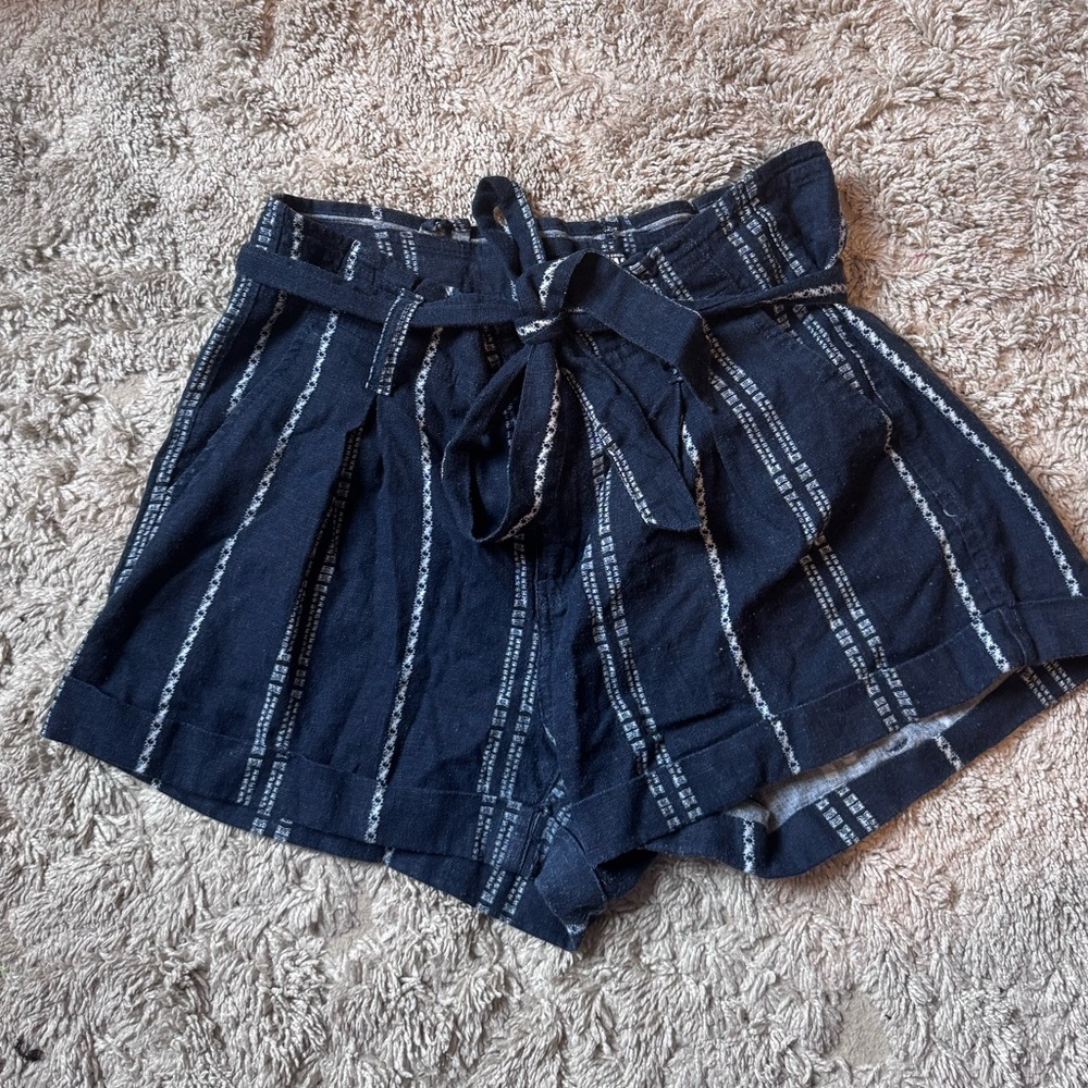 Rewash High Waist Navy Striped Shorts